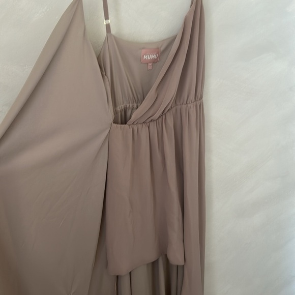 Show Me Your Mumu Liz wrap dress in soft beige maxi bridesmaid spaghetti strap - Picture 7 of 8
